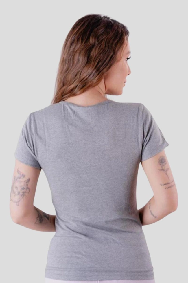 Produto Baby Look Crocker Feminina Cinza Mescla