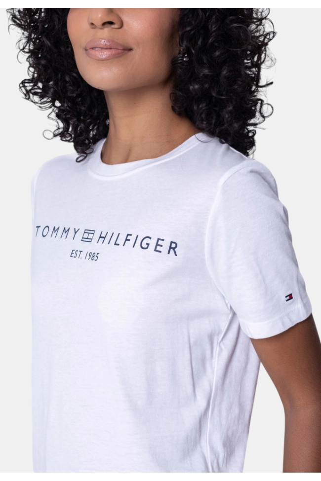 Produto Baby Look Tommy Hilfiger Manga Curta Feminina Branca