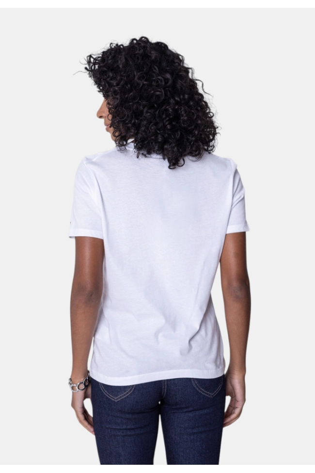 Produto Baby Look Tommy Hilfiger Manga Curta Feminina Branca