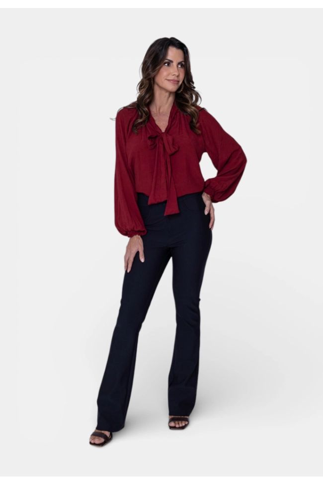 Produto Blusa Gata Bakana Manga Longa Laço Feminina Cherry