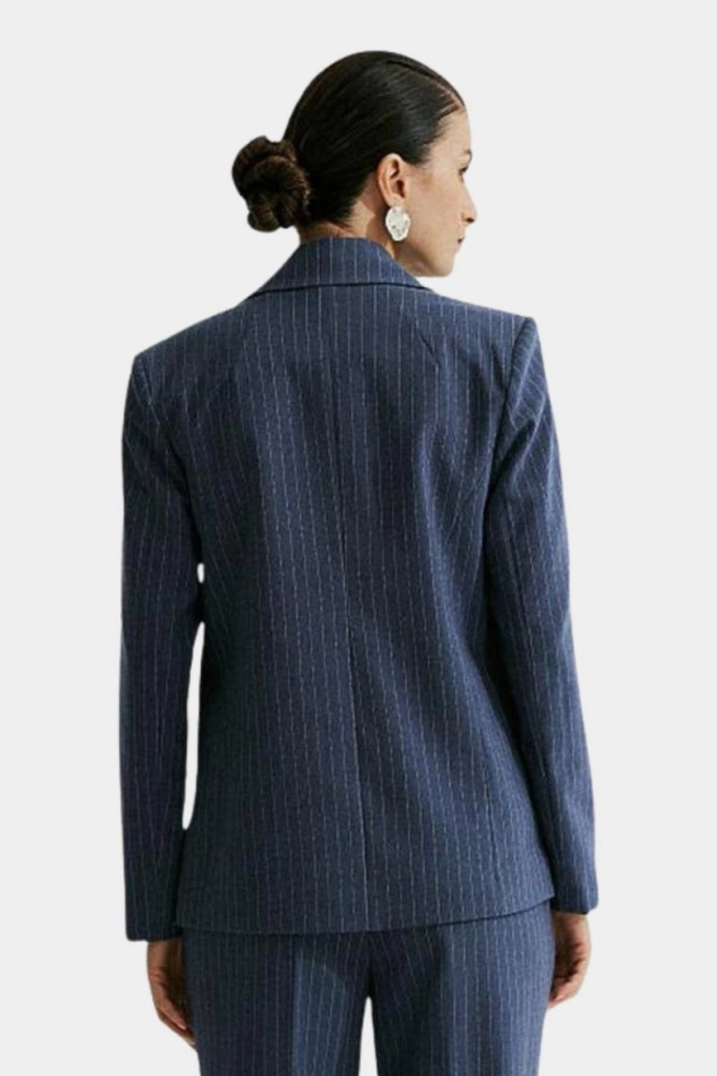 Produto Blazer Le Richard Alfaiataria Risca de Giz Feminino Denim