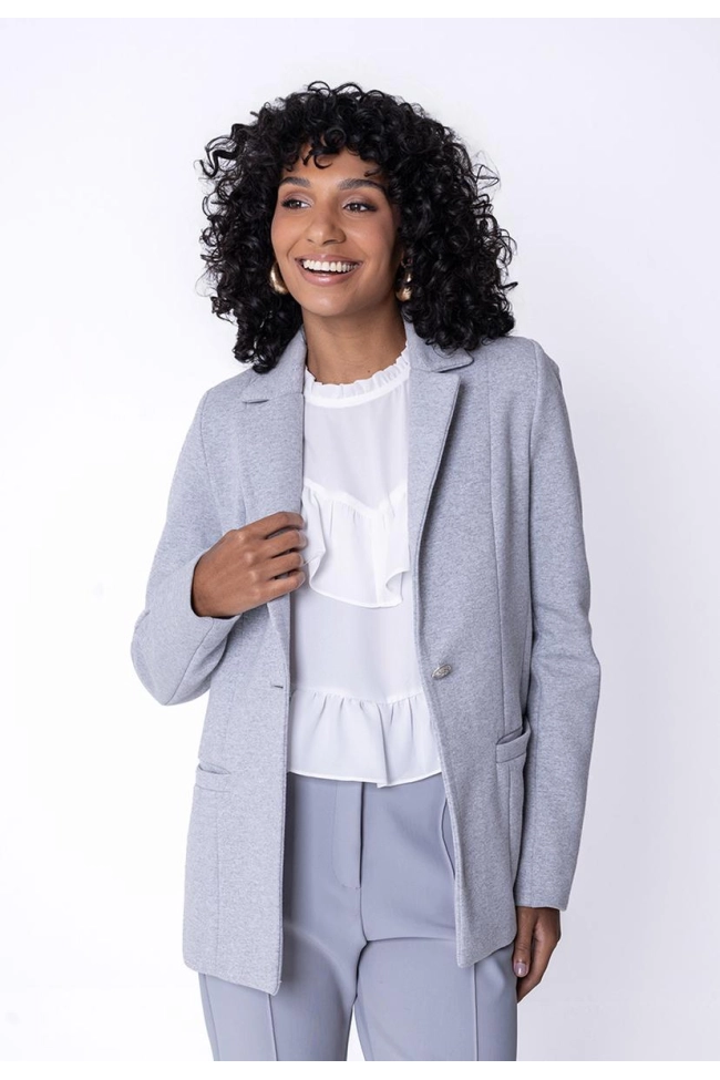Produto Blazer Malha La Marca Feminino Cinza Claro