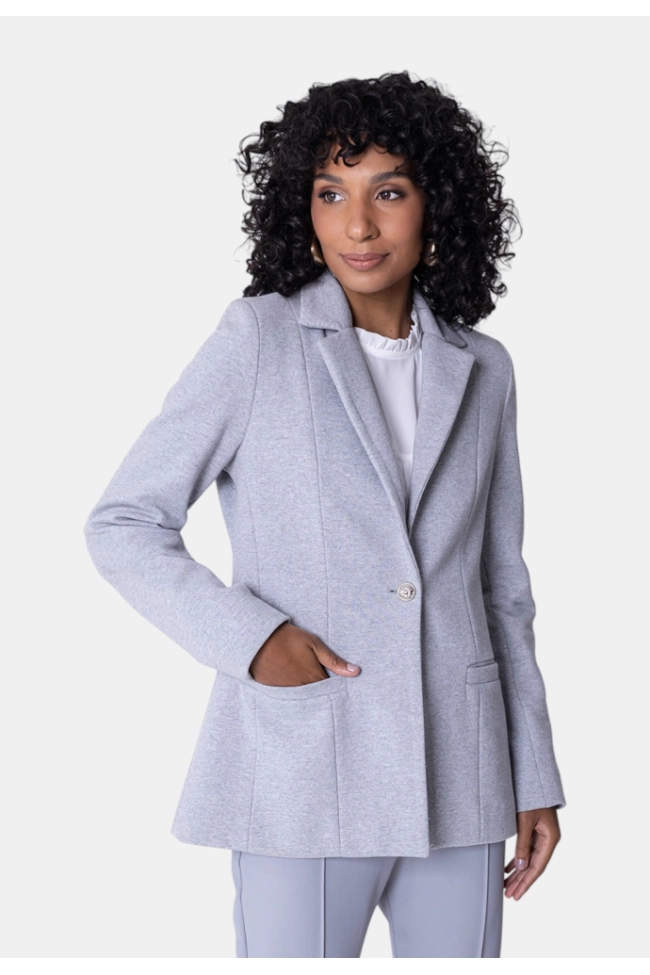Blazer Malha La Marca Feminino Cinza Claro Produto Blazer Malha La Marca Feminino Cinza Claro