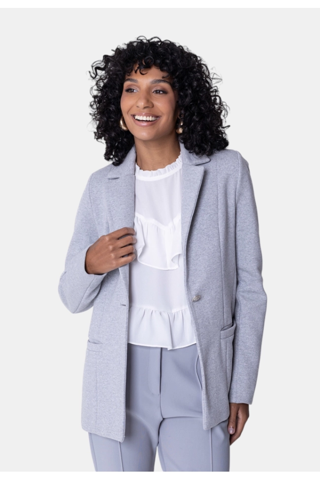 Blazer Malha La Marca Feminino Cinza Claro Produto Blazer Malha La Marca Feminino Cinza Claro