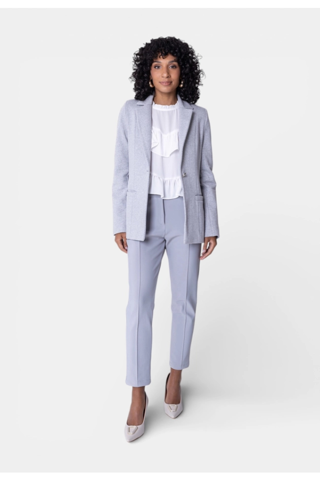 Blazer Malha La Marca Feminino Cinza Claro Produto Blazer Malha La Marca Feminino Cinza Claro