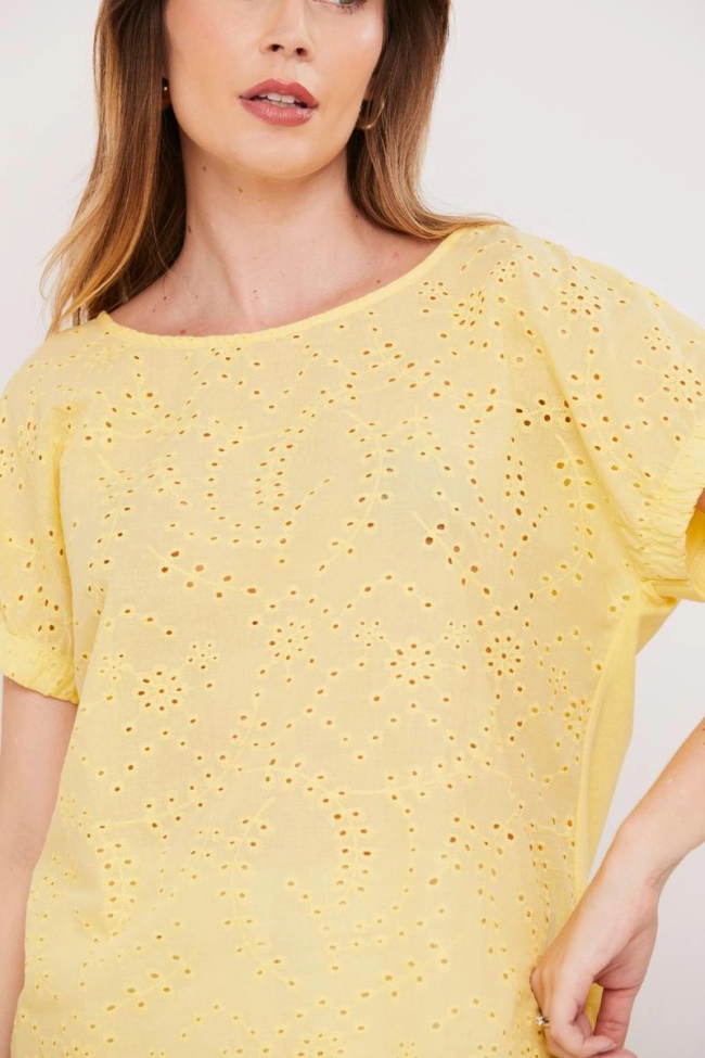 Produto Blusa Aishty Manga Curta Feminino Amarelo 
