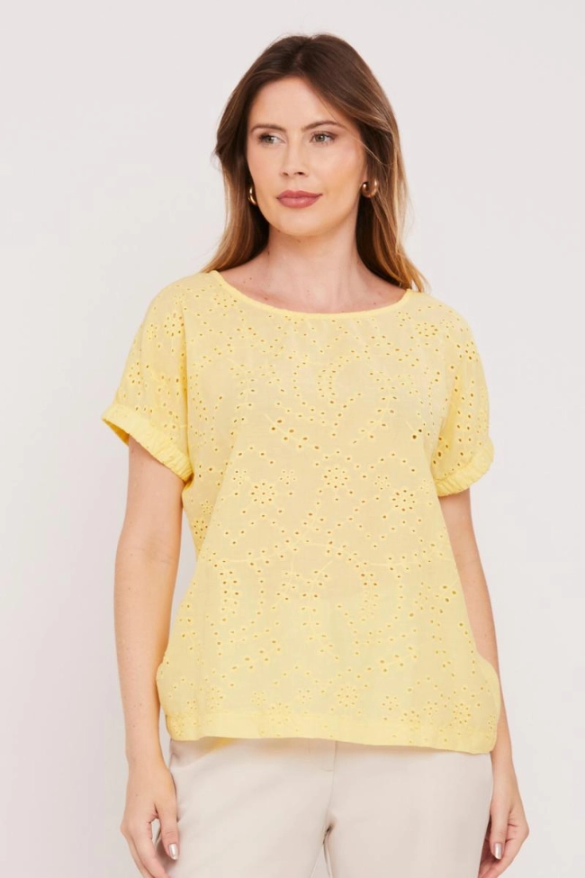 Produto Blusa Aishty Manga Curta Feminino Amarelo 