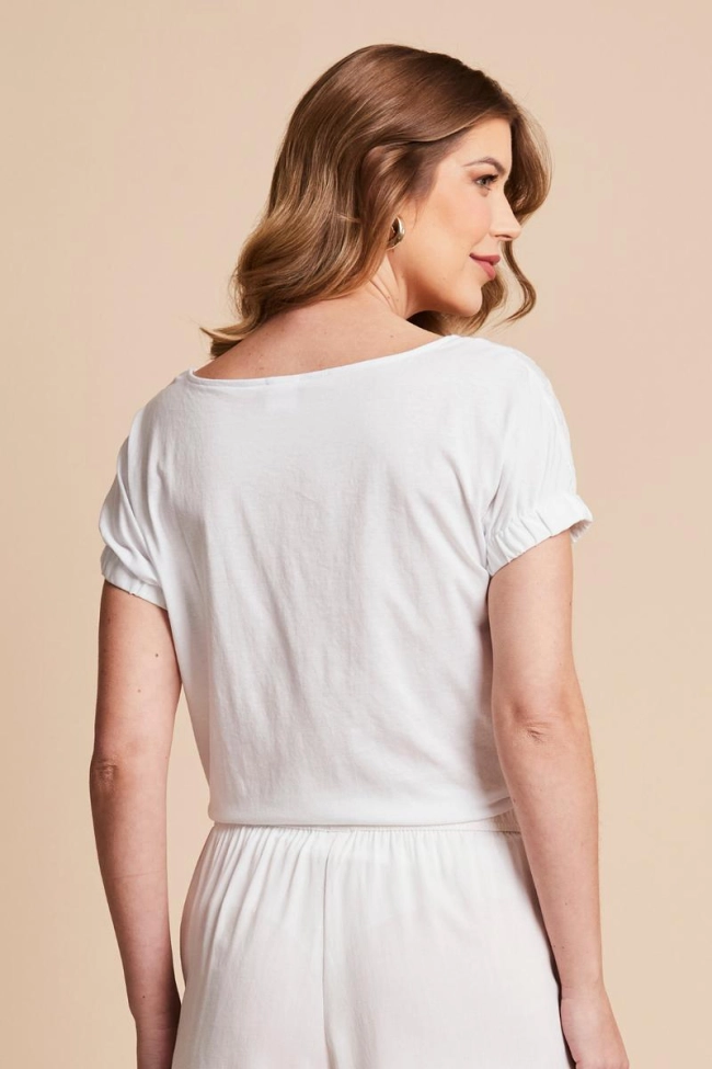Produto Blusa Aishty Manga Curta Feminino Branco