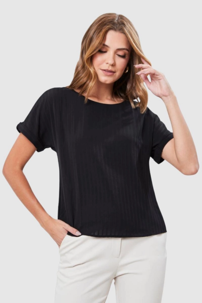 Produto Blusa Aishty Manga Curta Feminino Preto 