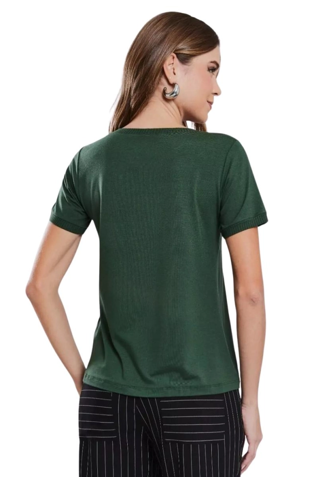 Produto Blusa Coqueta Manga Curta Basica Feminino Verde 