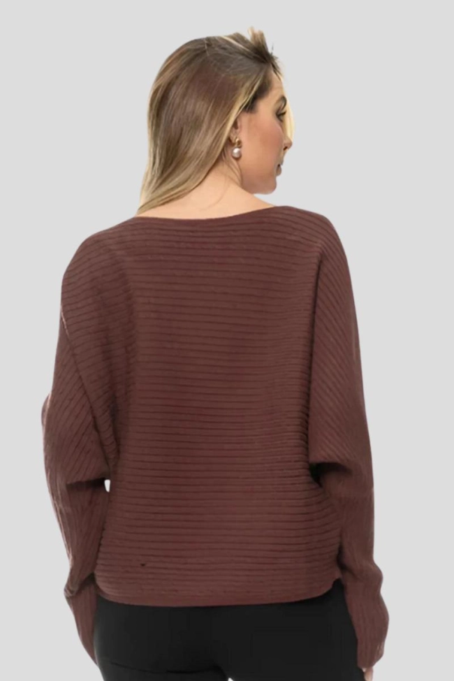 Produto Blusa Crocker Tricot Manga Morcego Feminina Chocolate