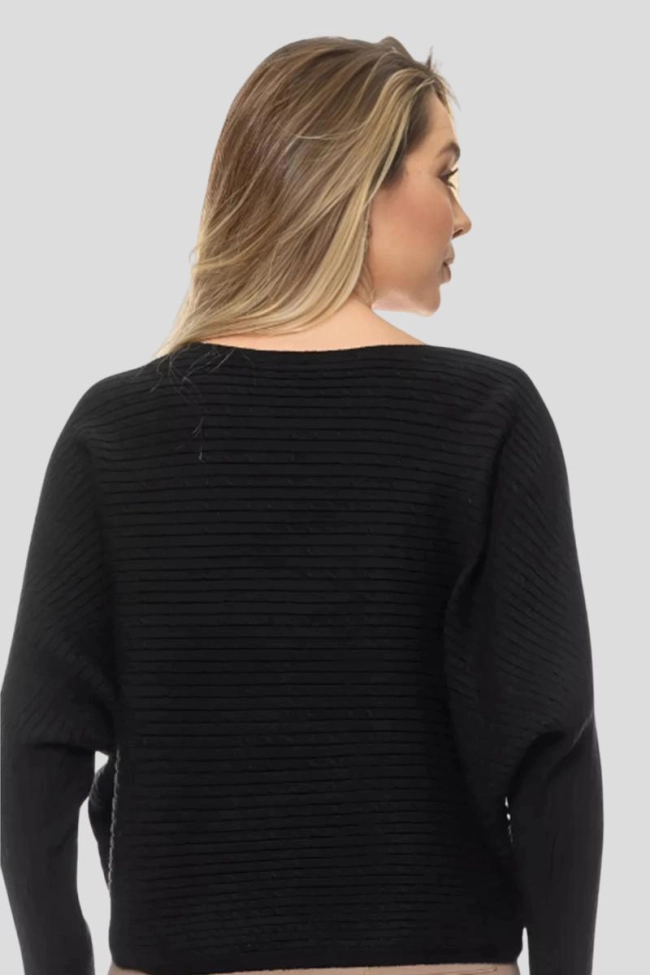 Produto Blusa Crocker Tricot Manga Morcego Feminina Preta