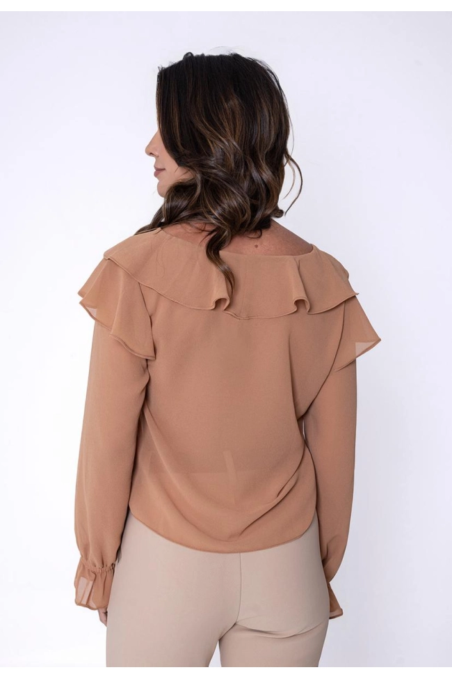 Produto Blusa Ellen One Babados Feminina Mocha