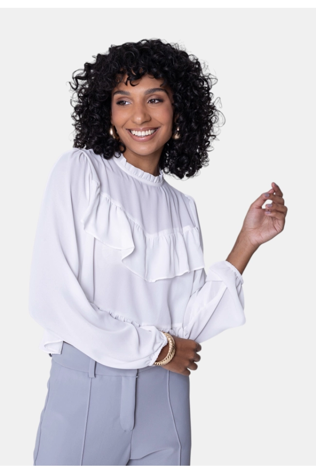 Produto Blusa Ellen One Babados Feminina Off White