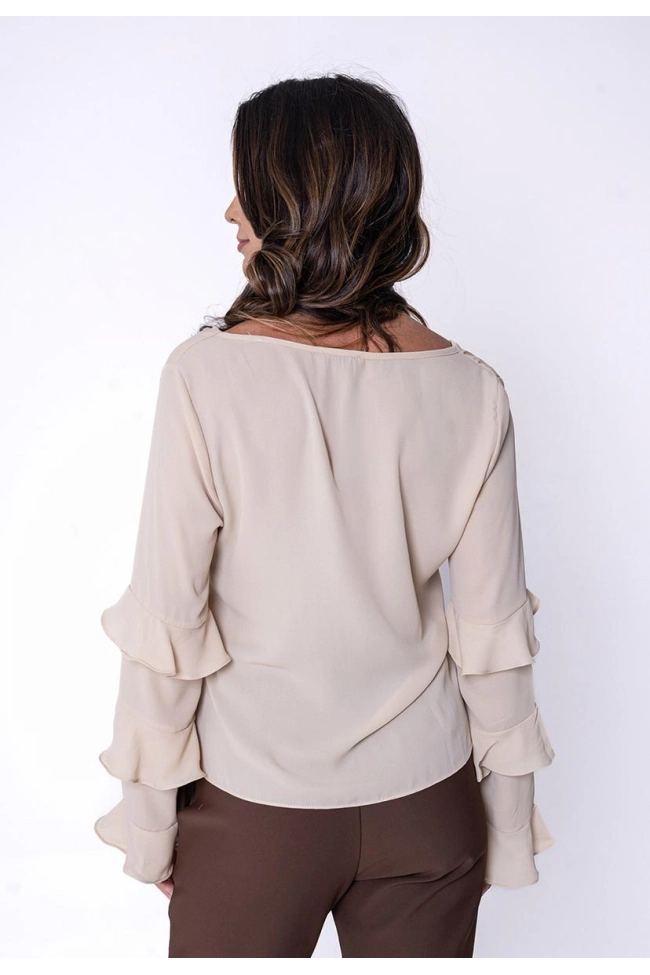 Produto Blusa Ellen One Manga Longa Babados Bege