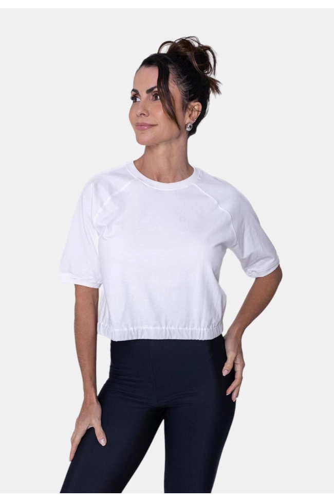 Produto Blusa Fila Cropped Transfer Feminina Off White