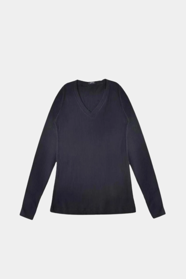 Produto Blusa Gabip Canelada Manga Longa Feminina Preta