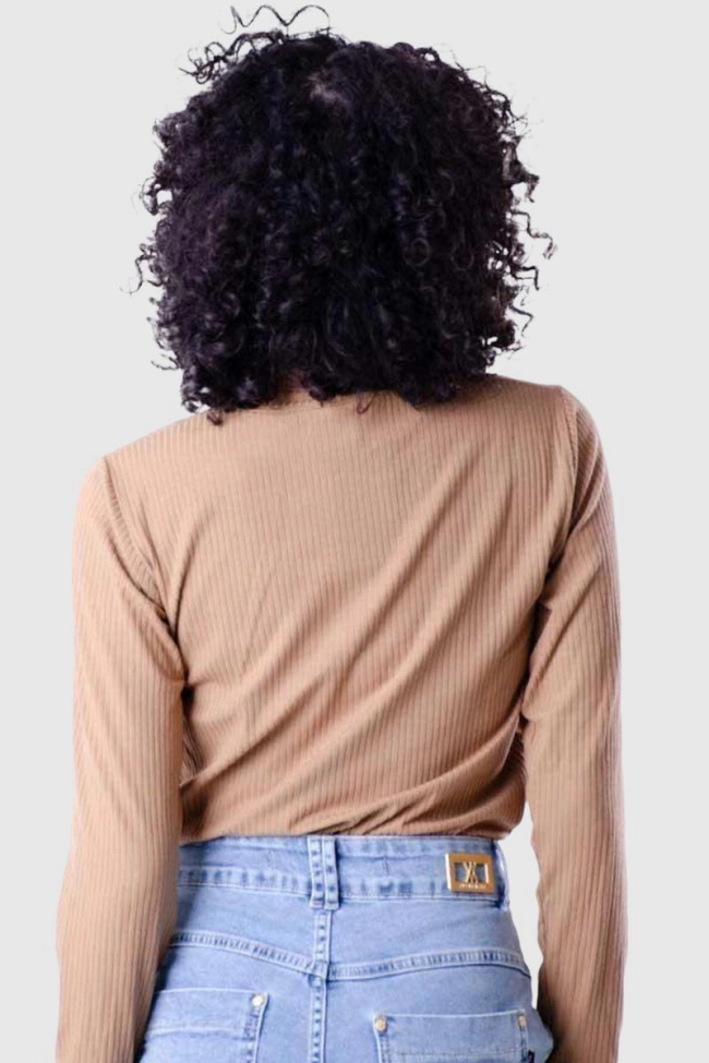 Produto Blusa Gabip Cropped Canelada Feminina Caramelo