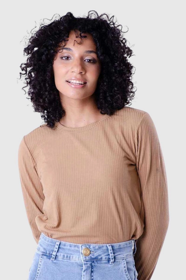 Produto Blusa Gabip Cropped Canelada Feminina Caramelo