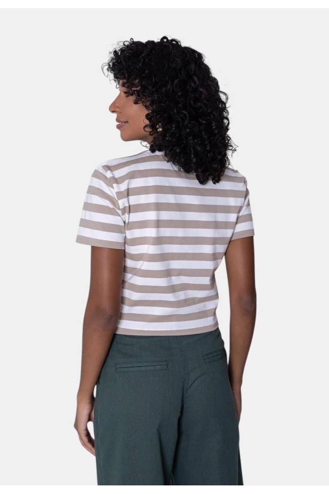 Produto Blusa Gabip Manga Curta Cropped Listrada Off/Bege