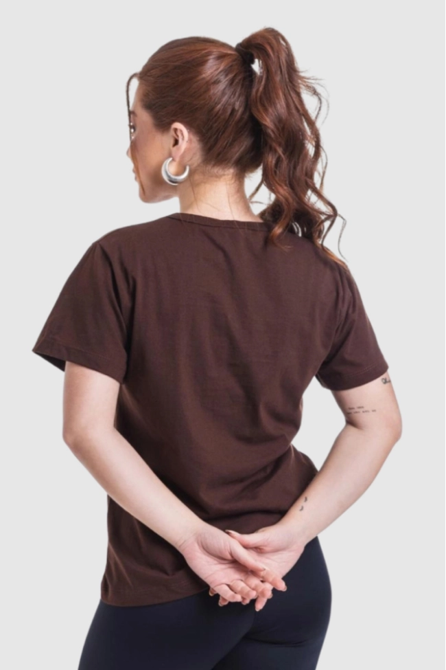 Produto Blusa Lzt Manga Curta Algodão Básica Feminino Marrom 