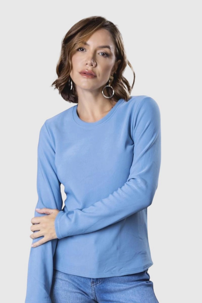 Produto Blusa Mooncity Térmica Manga Longa Feminina Azul Claro