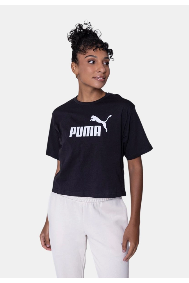 Produto Blusa Puma Cropped Manga Curta Feminina Preta