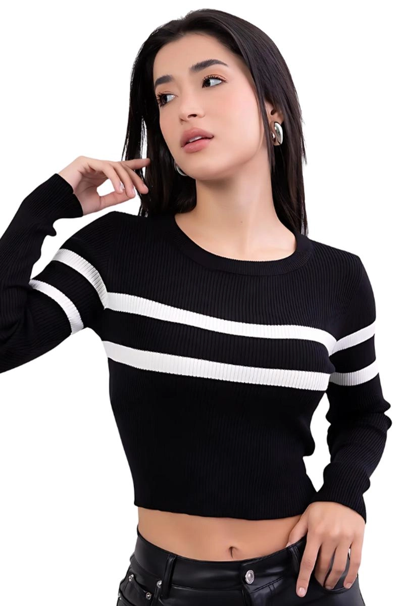 Blusa Sea Brazil Cropped Listrada Feminina Preta Produto Blusa Sea Brazil Cropped Listrada Feminina Preta