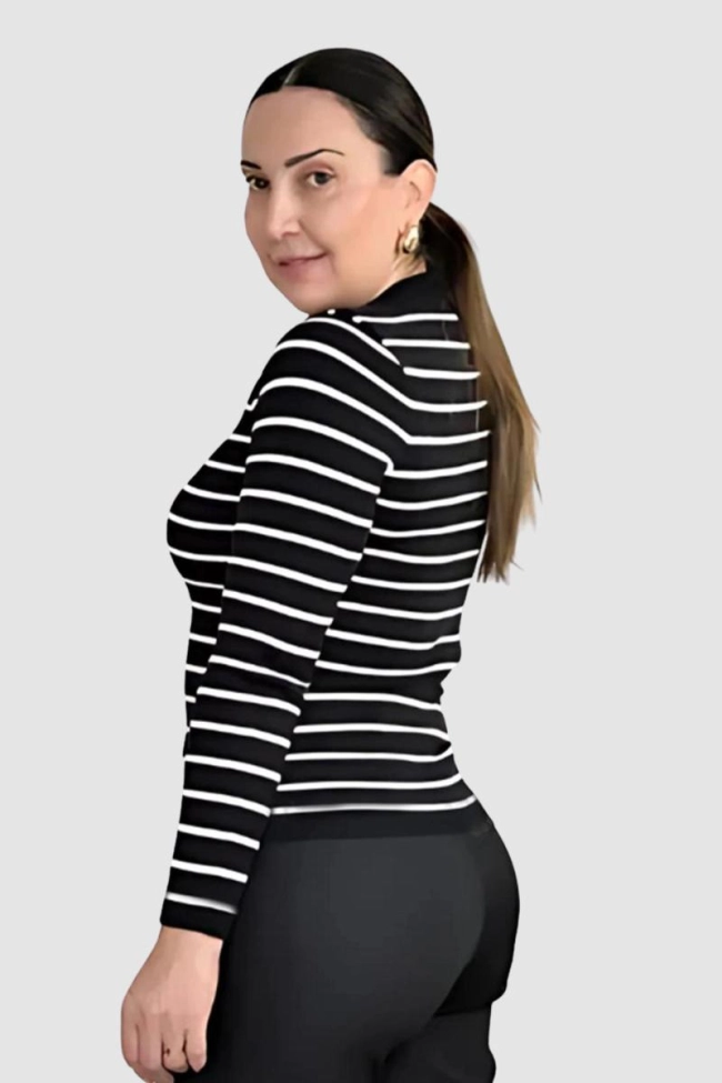 Produto Blusa Sea Brazil Listrada Feminina Preta 