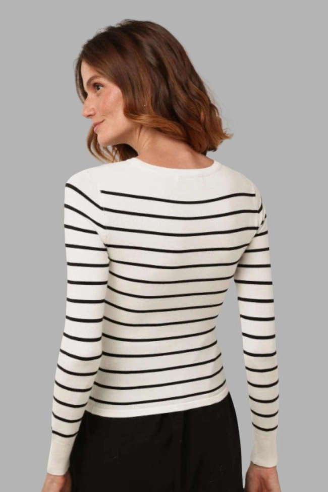 Produto Blusa Sea Brazil Listras Modal Gola Oval Feminina Branco