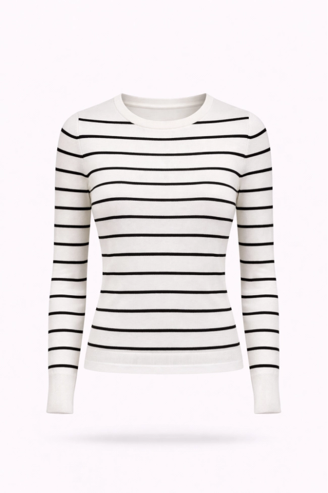 Produto Blusa Sea Brazil Listras Modal Gola Oval Feminina Branco