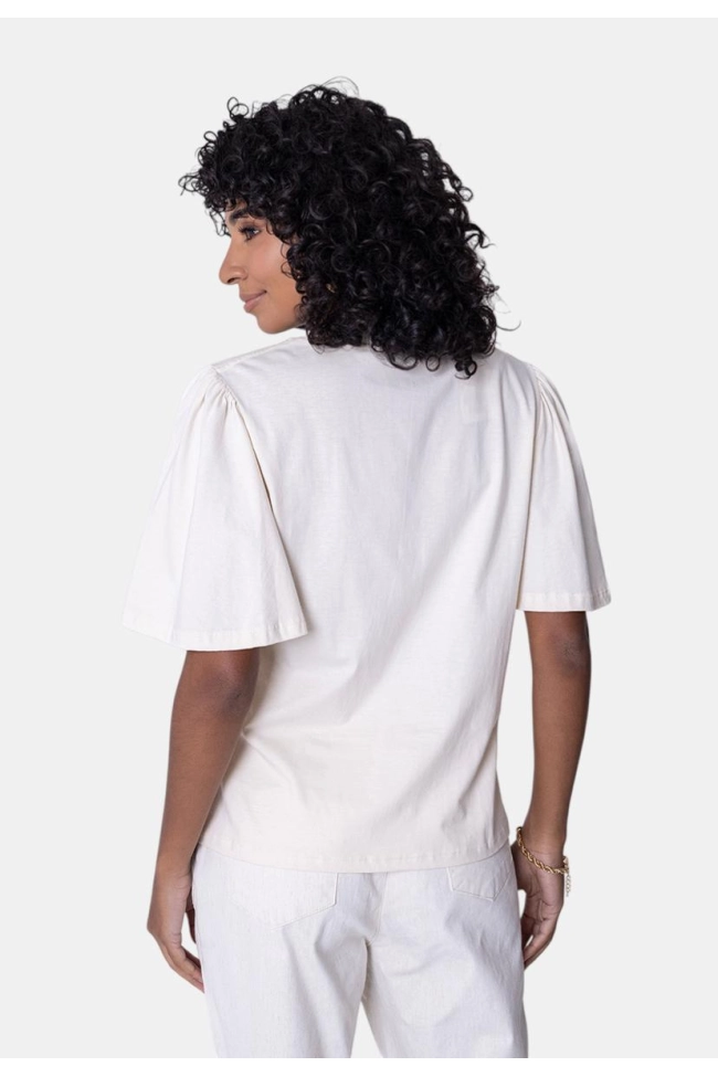 Blusa Use Modo Manga Curta Estampada Feminina Bege Produto Blusa Use Modo Manga Curta Estampada Feminina Bege