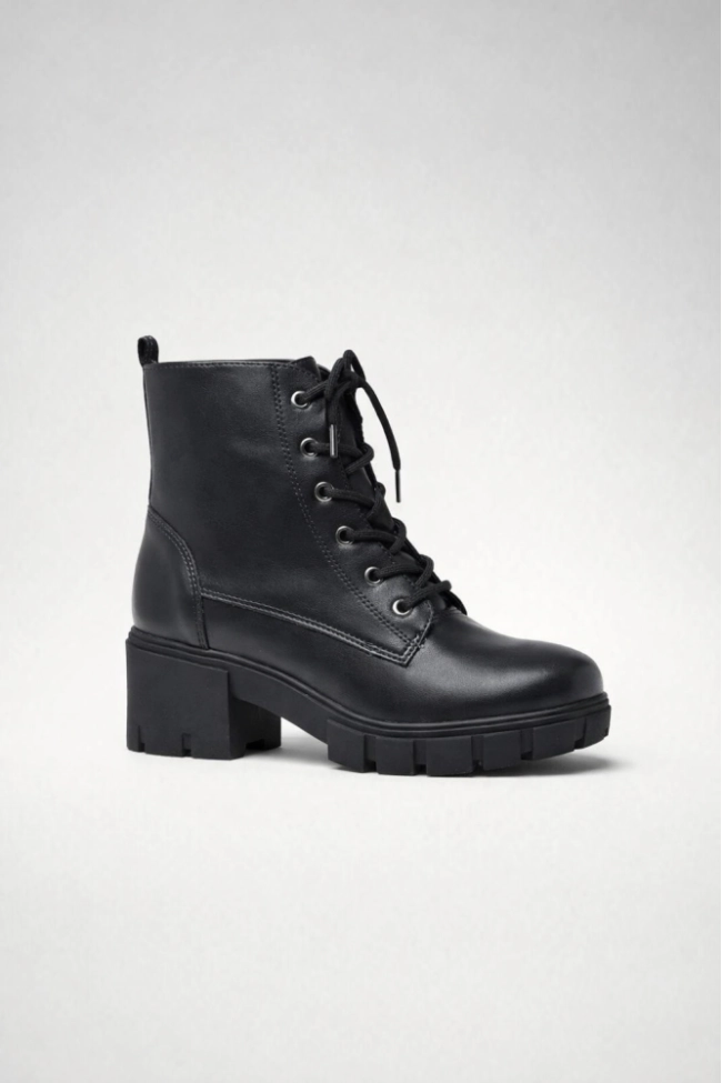 Produto Bota Via Marte Coturno Cadarço Salto Tratorado Feminina Preta
