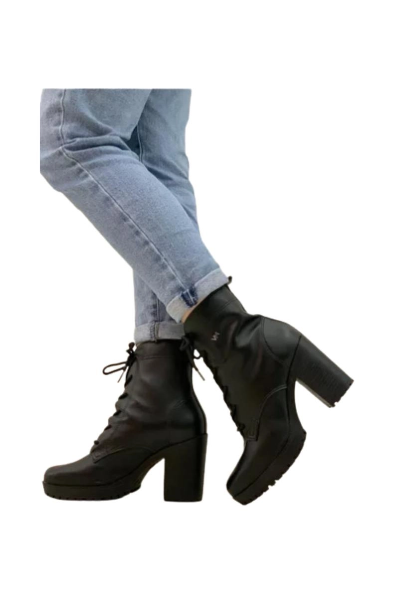Produto Bota Via Marte Tratorada Salto Alto Feminina Preta
