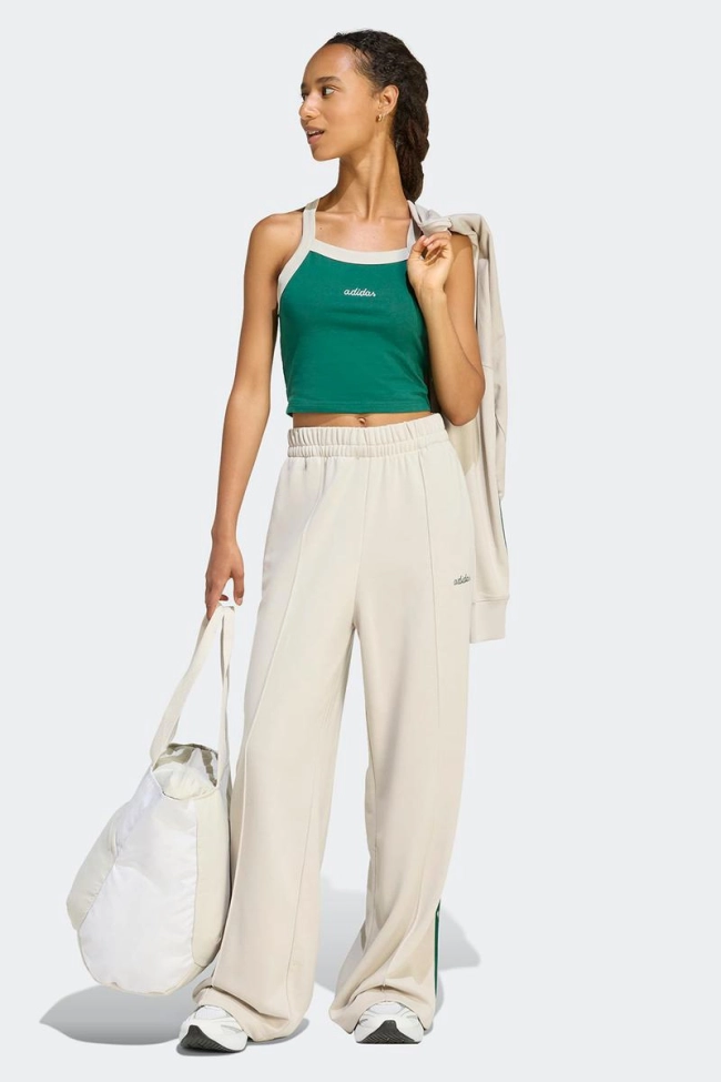 Produto Calça Adidas Moletom Wide Leg Feminina Bege/Verde