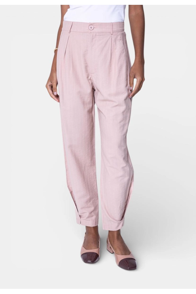 Produto Calça Ellen One Alfaiataria Risca de Giz Feminina Bege