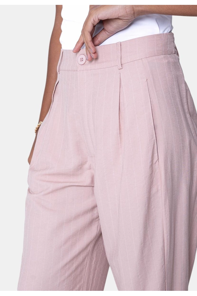 Produto Calça Ellen One Alfaiataria Risca de Giz Feminina Bege
