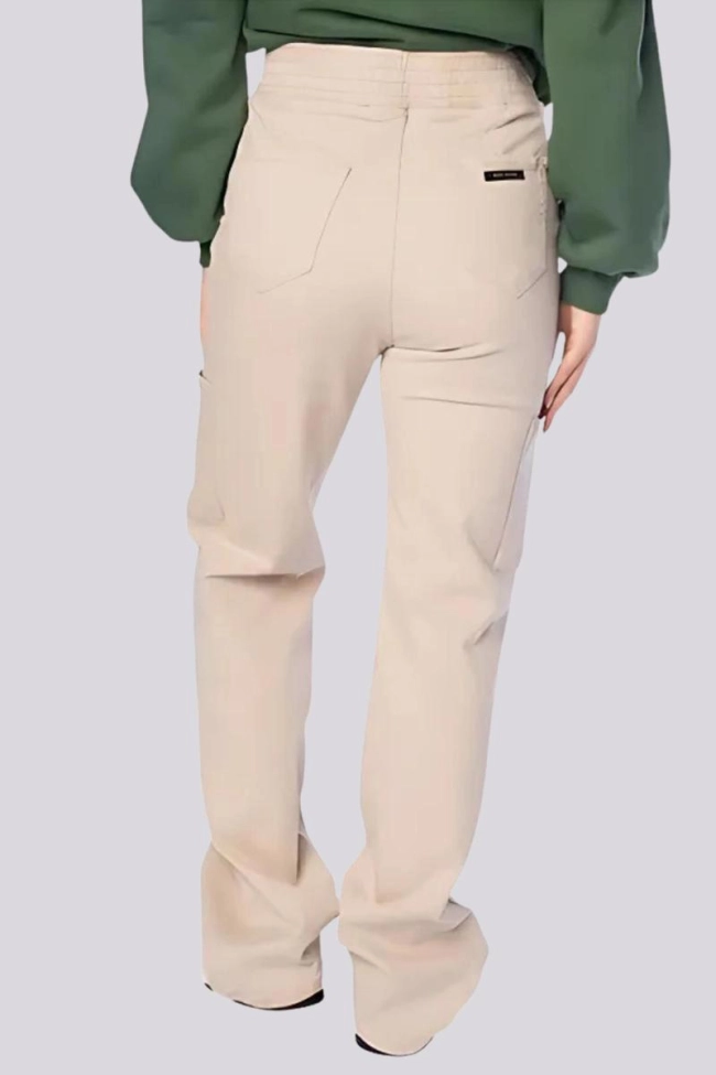 Produto Calça Max Denim Sarja Wide Leg Bege