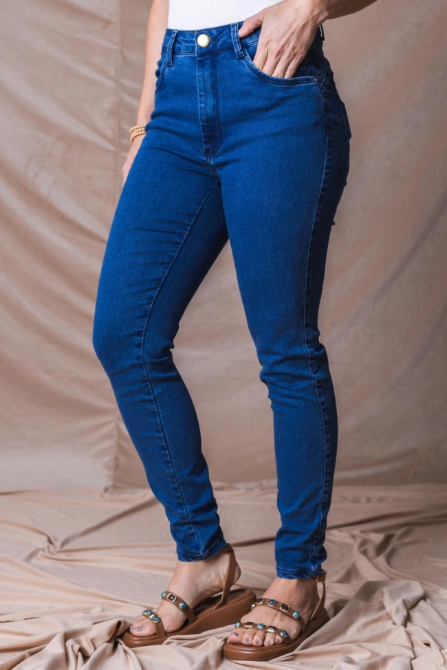 Produto Calça Max Denim Skinny Cós Alto Feminina Jeans 