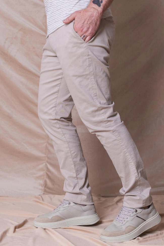 Produto Calça Ogochi Sarja Slim Bolso Faca Masculina Areia