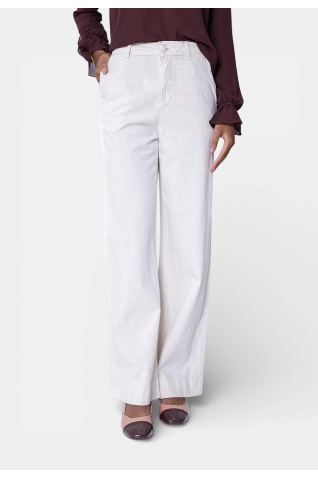 Produto Calça Pitt Alfaiataria Wide Leg Feminina Linho 