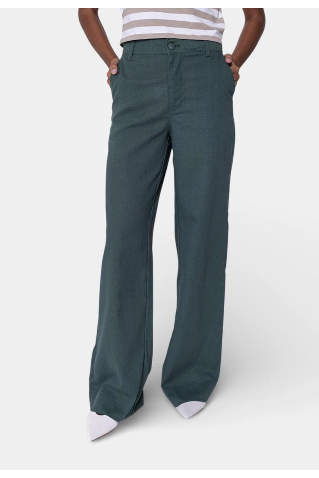 Produto Calça Pitt Linho Bolso Faca Feminina Verde 