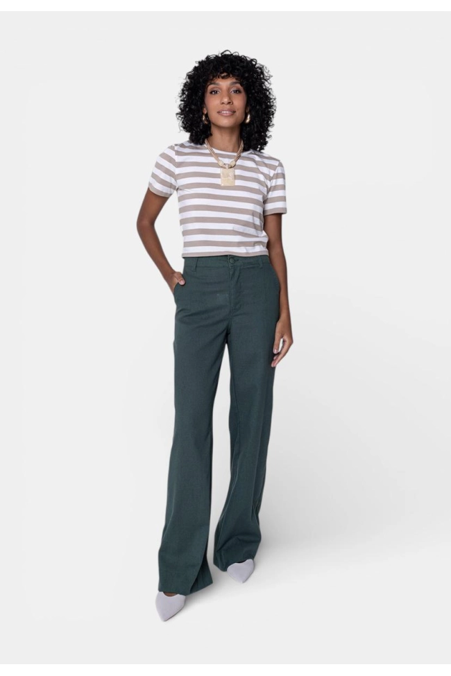 Produto Calça Pitt Linho Bolso Faca Feminina Verde 