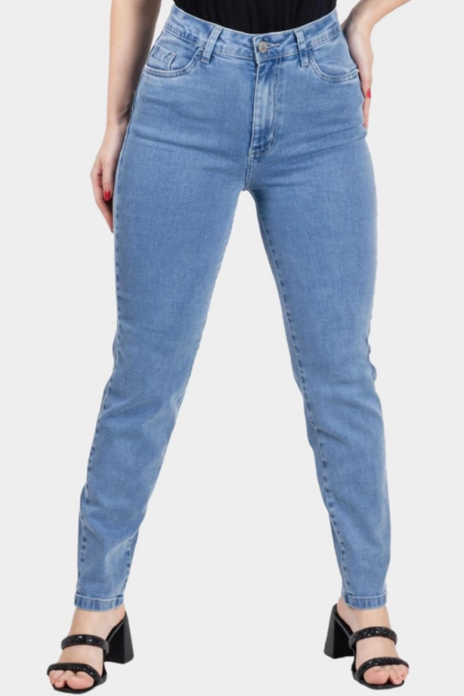 Produto Calça Voox Gel Mom Feminina Jeans Azul Claro