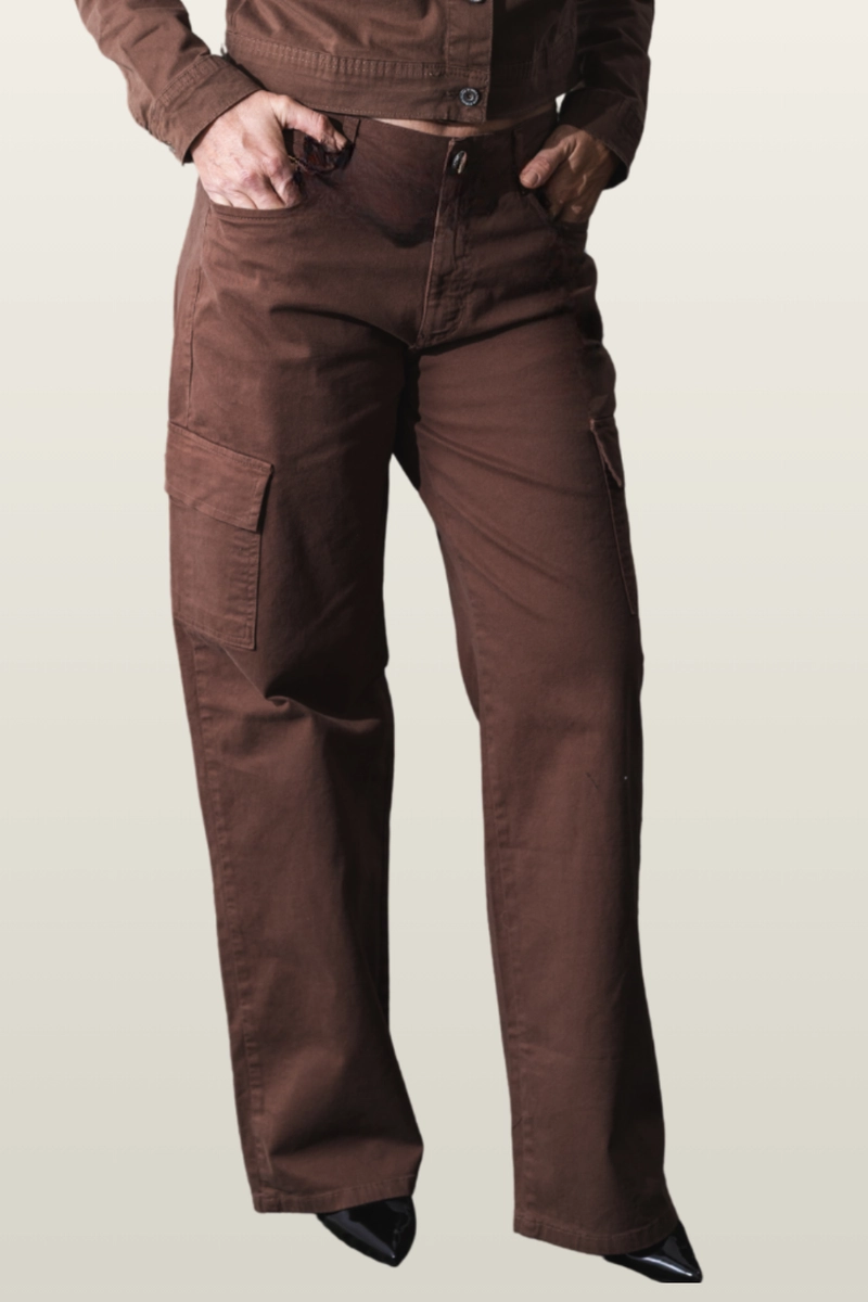 Produto Calça Vox Sarja Cargo Feminina Marrom 