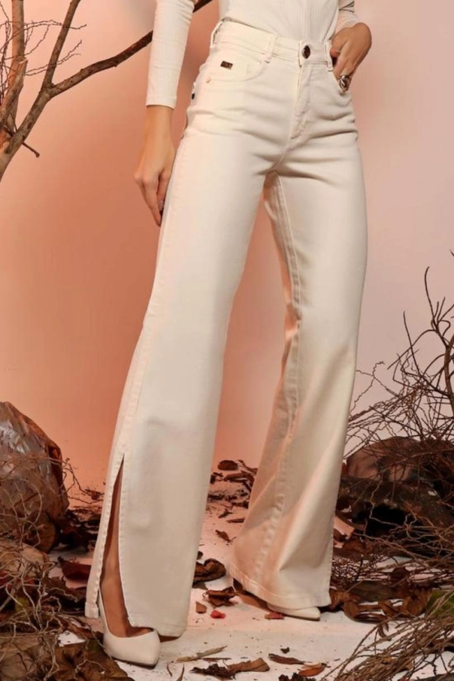 Produto Calça Alvo Da Moda Sarja Wide Leg Cargo Feminino