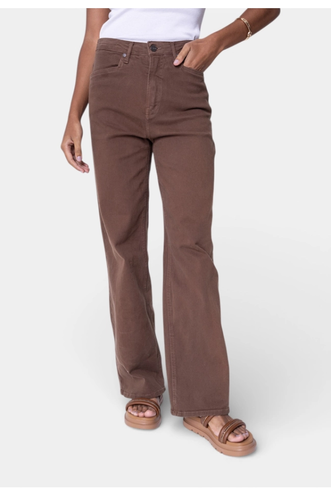 Produto Calça Calvin Klein Sarja Wide Leg Feminina Marrom