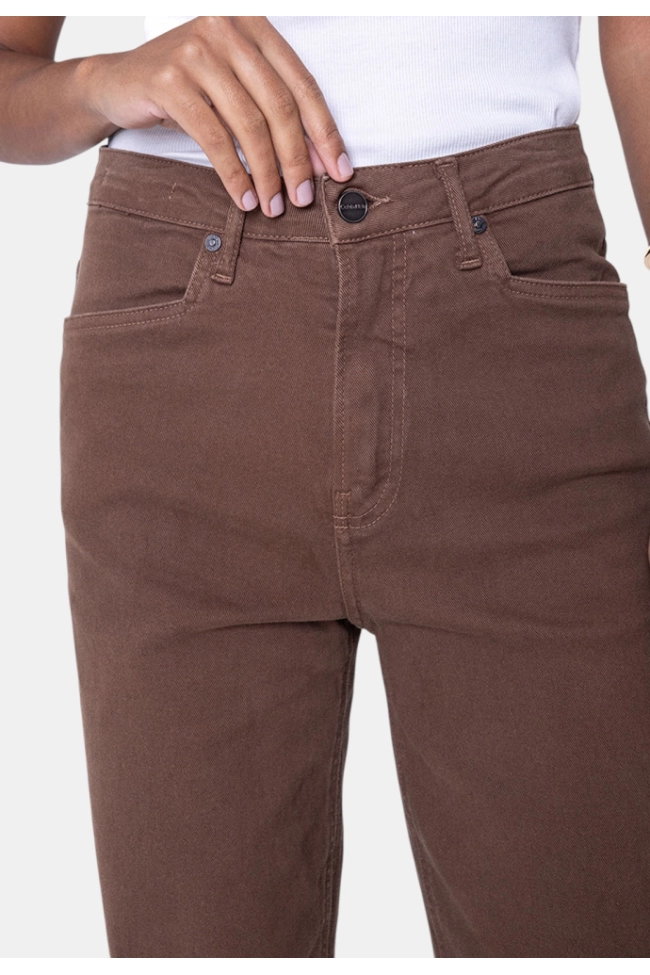 Produto Calça Calvin Klein Sarja Wide Leg Feminina Marrom