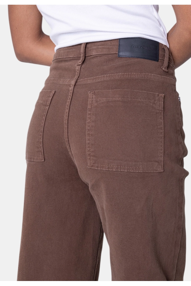 Produto Calça Calvin Klein Sarja Wide Leg Feminina Marrom