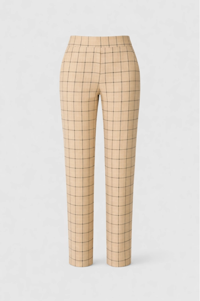 Calça Ellen One Alfaiataria Xadrez Feminina Bege Produto Calça Ellen One Alfaiataria Xadrez Feminina Bege